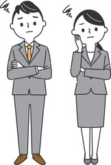 困っているビジネスパーソン　全身　ベクター