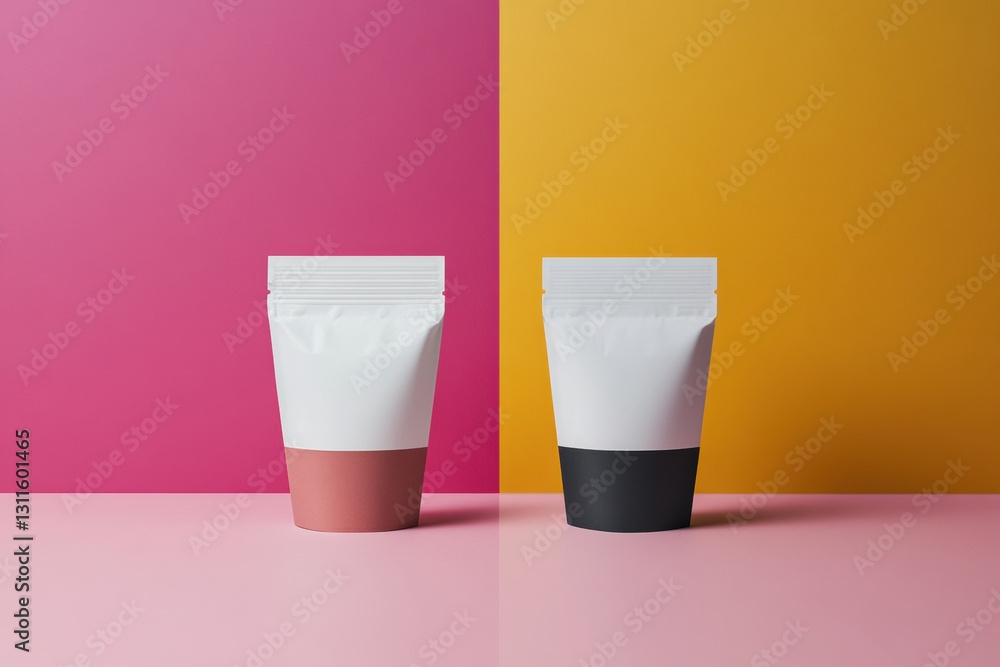 Aufkleber visual rebranding demonstration with old dull packaging on the left and new vibrant sleek design on 