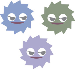 カートゥーン風のポップで可愛いウイルスやバイキンのイメージイラスト