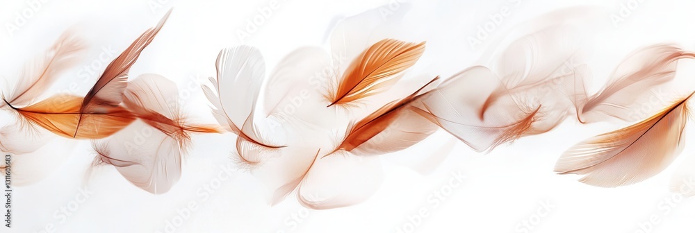 Leinwandbilder floating feathers create a serene atmosphere against a soft white background in a dreamy composition