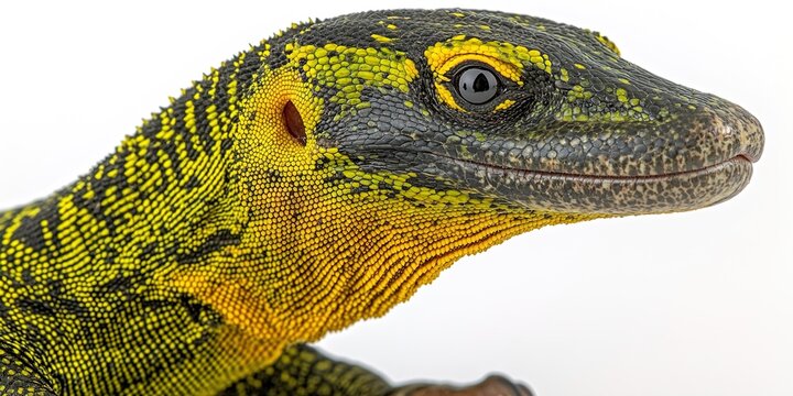 Head shot of a Spiny-tailed monitor, Varanus acanthurus, isolate , isolated on white background