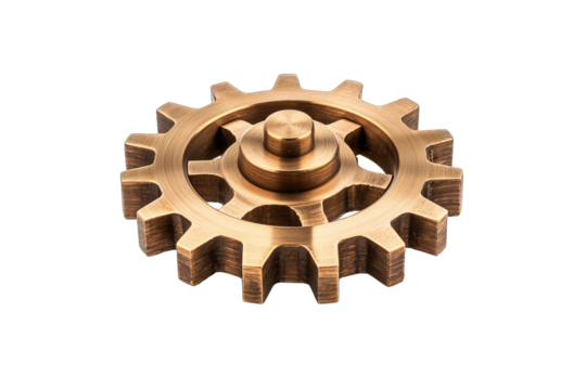A close-up of a metallic gear symbolizing engineering precision.