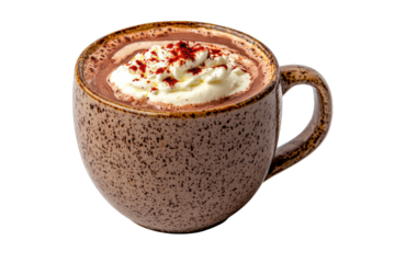 A cozy cup of hot chocolate topped with whipped cream.