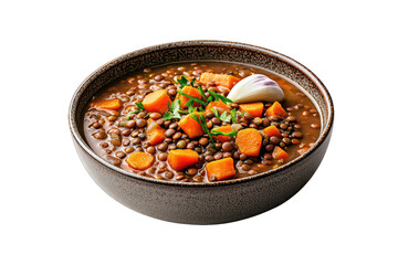 A delicious bowl of lentil soup with carrots and spices.