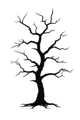 Obraz premium A detailed silhouette of a leafless tree symbolizing winter.