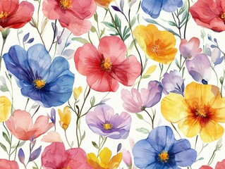 Stunning watercolor floral pattern capturing the beauty of nature in a soft and colorful style Seamless Texture