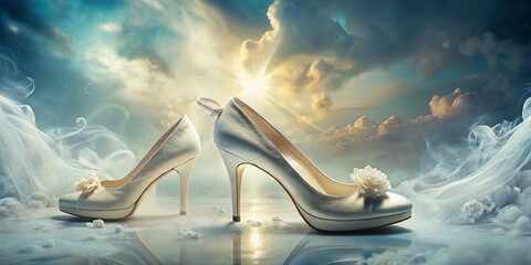 Surreal Bride's White Heels & Garter: Ethereal Wedding Photography