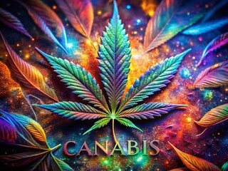 Surreal Cannabis Leaf Design: High Times Call for Elevated Measures - Stock Photo