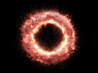 Fototapeta premium Explosive Doughnut Shaped Ring with Glowing Fire and Sparks
