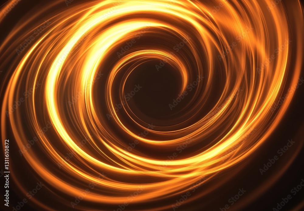 Poster a mesmerizing swirl of golden light creates a dynamic, energetic visual effect against a dark backgr