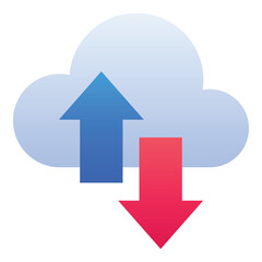 Gradient color icon, illustration for Cloud computing, data transfer, transactions, arrows.