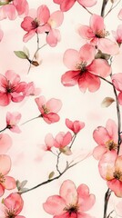 Fototapeta premium A beautiful pink flowered pattern featuring delicate blooms on a soft background design Seamless Texture