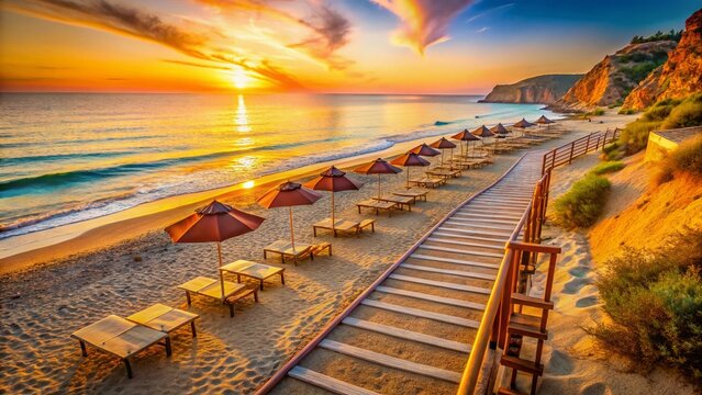Surreal Cyprus: Empty Pissouri Beach, Mediterranean Sunbeds & Umbrellas