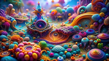 Surreal Doodle Art Tilt-Shift Miniature Abstract Background Texture