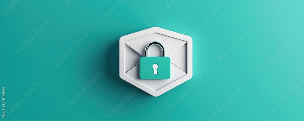 Poster protect prevention policy concept. a modern graphic of a secure envelope with a lock, symbolizing em