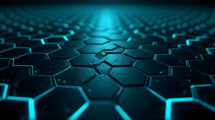 Futuristic Hexagon Pattern - Dark Blue and Light Blue Tech Grid Design