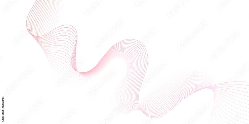 Fototapete Smooth wave abstract vector background layout design. background image with dynamic curves.Abstract pink futuristic blend waves lines technology background and sound wave lines on white background.	