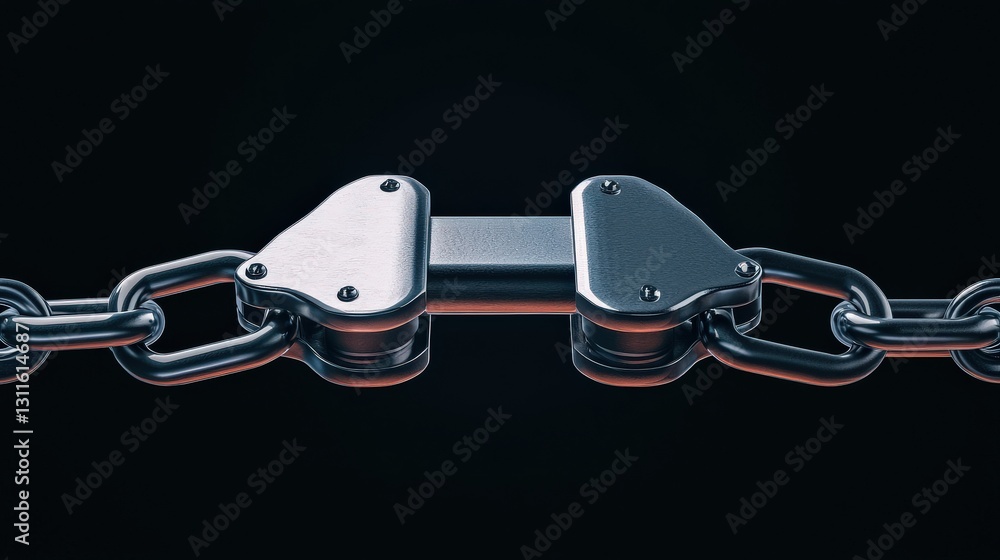 Poster protect prevention policy concept. a close-up image of a metallic chain link, showcasing its strengt