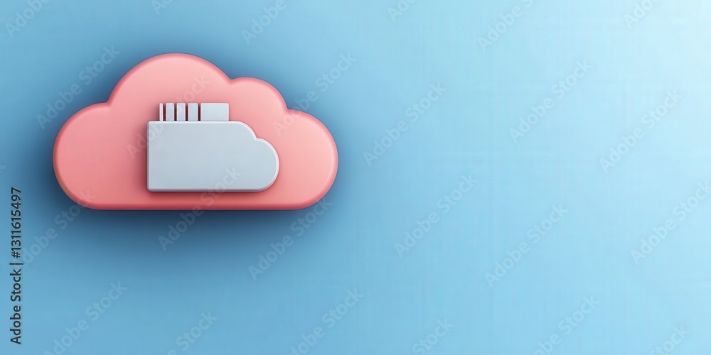 Aufkleber protect prevention policy concept. a simple cloud icon with a server illustration, set against a sof