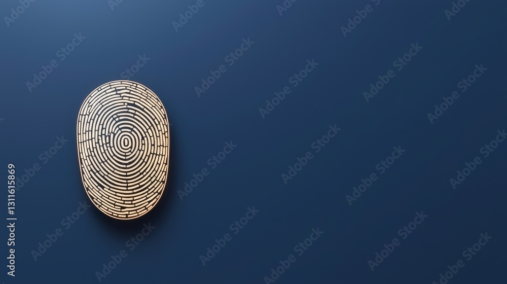 Poster protect prevention policy concept. a close-up of a fingerprint on a smooth blue background, highligh