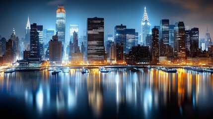 Naklejka premium Mesmerizing view of the city, at night . Big city lights concept.