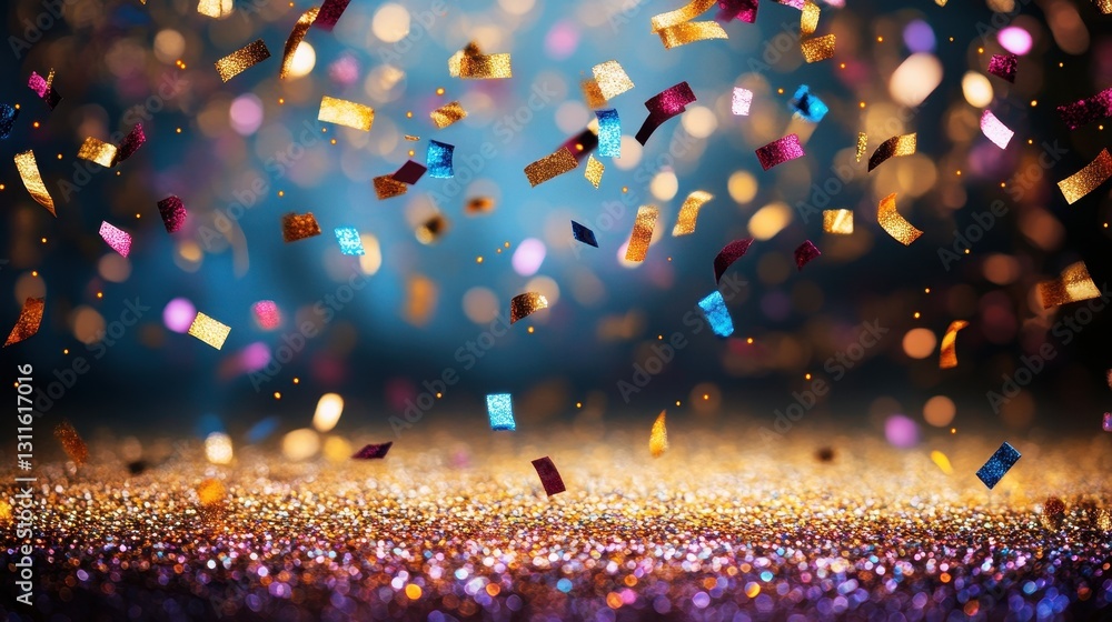 Poster colorful bokeh lights create a magical background for celebrations and events during nighttime festi