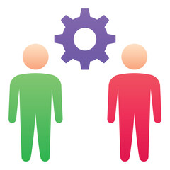Gradient color icon, illustration for Management, human, cogwheel.