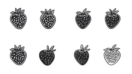 Vintage black and white strawberries