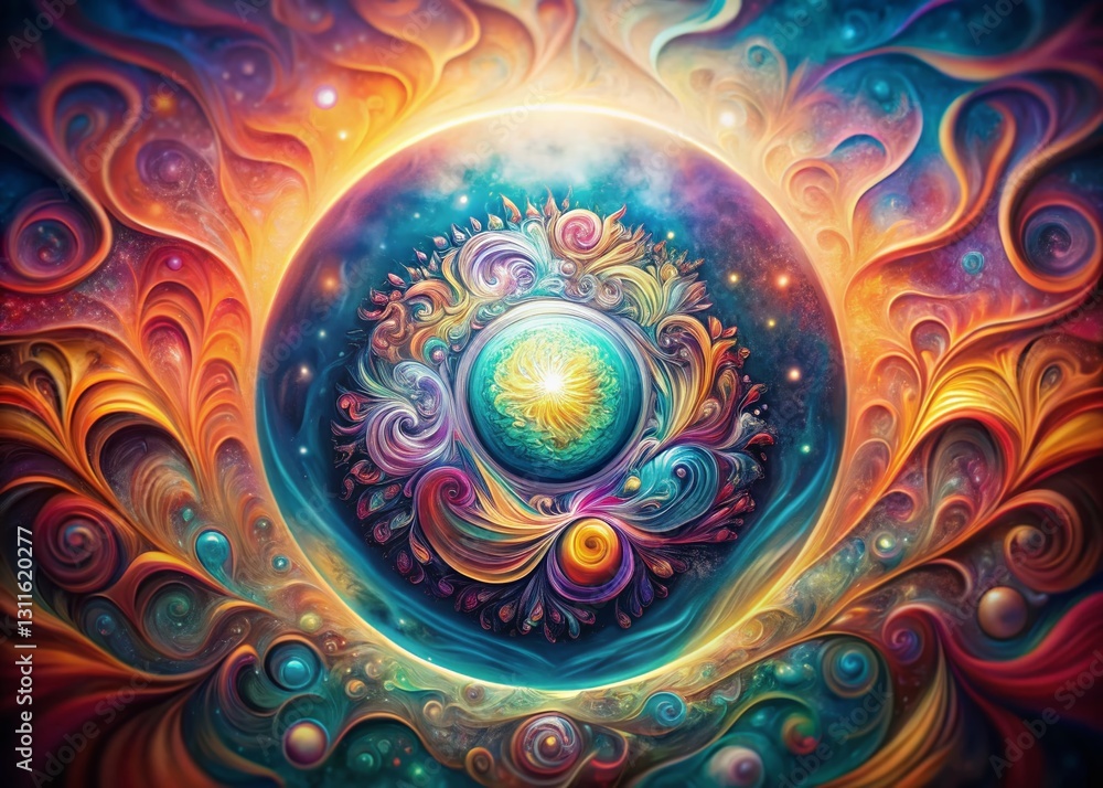 Aufkleber surreal hand-painted fluid circles bokeh background - abstract art design
