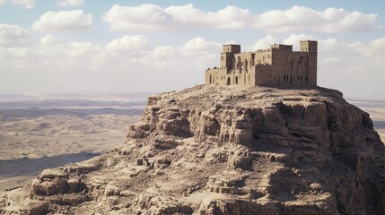 Fototapeta premium Towering Ruins of an Ancient Fortress on Rocky Terrain