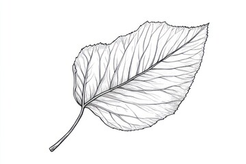 Detailed leaf drawing, botanical illustration, white background, nature study, educational use