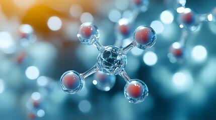 Transparent molecule, peptide structure, biotechnology, cosmetic science, nanotechnology, molecular research, chemistry, skincare innovation, anti-aging formula