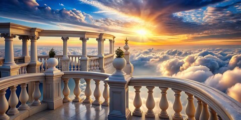 Surreal Marble Balustrade: Dreamlike Architectural Pillars & Columns
