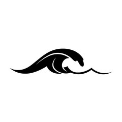 Abstract Wave Graphic: A minimalist monochrome illustration of a stylized ocean wave, capturing the essence of the sea in a simple, yet elegant design.