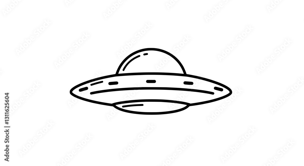 Aufkleber ufo line art: a simple, stylish line drawing of a classic flying saucer, perfect for adding a touch 