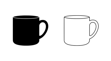 Contrasting Coffee Cups: A minimalist illustration of two coffee cups, one in sleek black, the other outlined, offers a study in contrast and form.