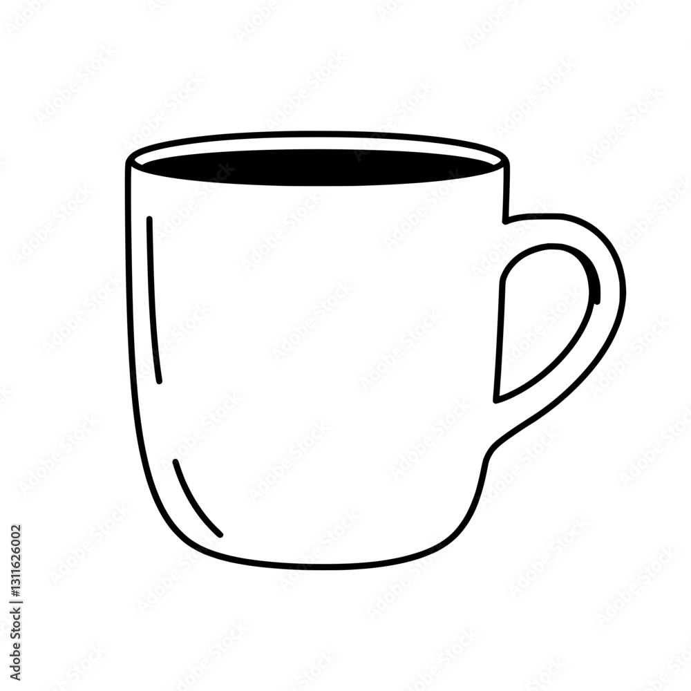 Poster a simple mug's essence: a minimalist line drawing of a ceramic mug, perfect for adding a touch of si