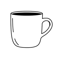 A Simple Mug's Essence: A minimalist line drawing of a ceramic mug, perfect for adding a touch of simplicity to any design. The mug embodies the essence of comfort and functionality.