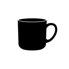 Monochrome Mug: A sleek, monochrome representation of a classic mug. The simple yet striking design suggests a versatile item, suitable for a variety of uses.