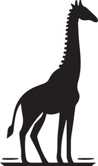 Black Silhouette Giraffe Illustration Vector Clipart Logo Style