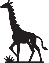 Black Silhouette Giraffe Illustration Vector Clipart Logo Style