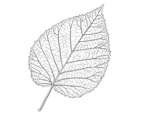 Obraz premium Detailed leaf vein structure, isolated on white background, botanical illustration, for educational use