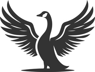 A goose spreading its wings wide animal vector
