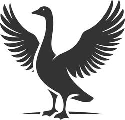 A goose spreading its wings wide animal vector