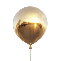 Obraz premium Golden balloon isolated on transparent background Generative Ai.