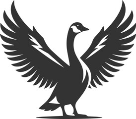 A goose spreading its wings wide animal vector