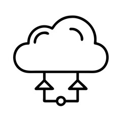 cloud storage icon, cloud storage line art - simple line art of cloud storage, perfect for cloud storage logos and icons