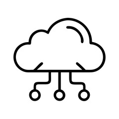 cloud computing icon, cloud computing line art - simple line art of cloud computing, perfect for cloud computing logos and icons