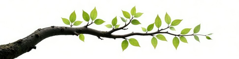 Fototapeta premium Twisted tree branch with leaves isolated on white background, leaf, foliage