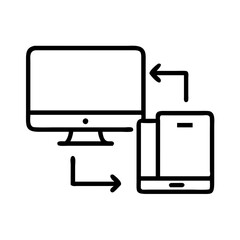 multi device sync icon, multi device sync line art - simple line art of multi device sync, perfect for multi device sync logos and icons